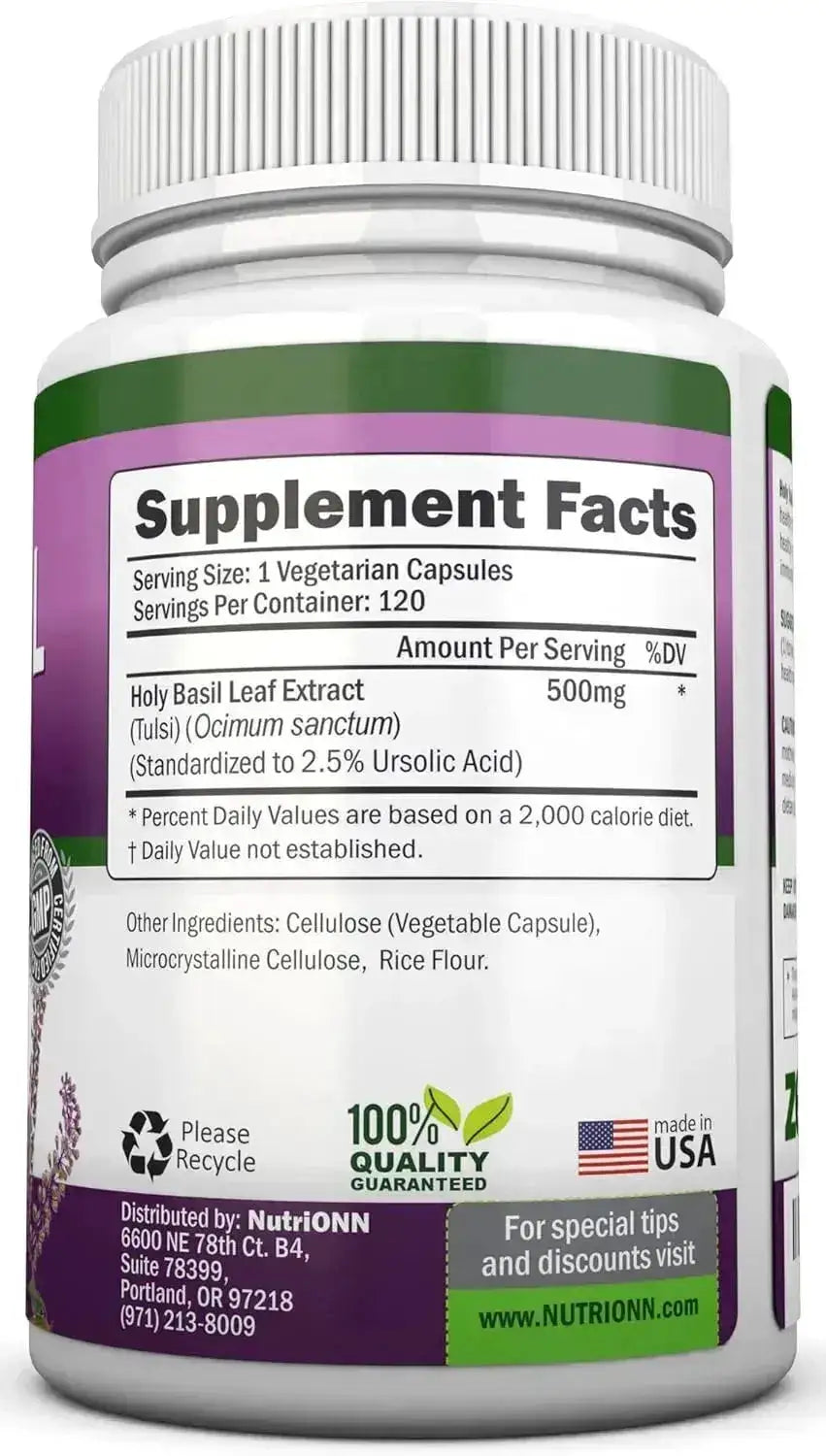 NUTRIONN - NutriONN Holy Basil Leaf 500Mg. 120 Capsulas - The Red Vitamin MX - Suplementos Alimenticios - {{ shop.shopifyCountryName }}