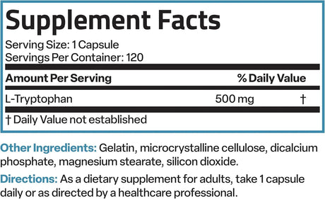 BRONSON - Bronson L-Tryptophan 500Mg. 120 Capsulas - The Red Vitamin MX - Suplementos Alimenticios - {{ shop.shopifyCountryName }}