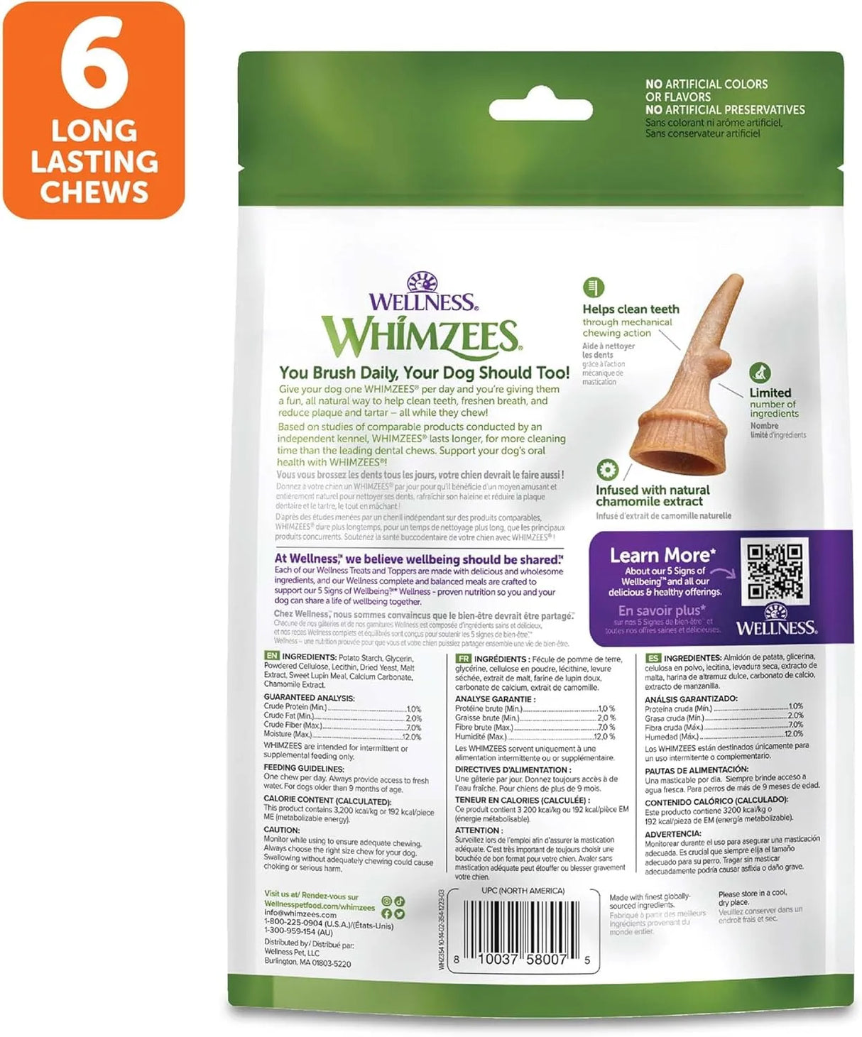 WELLNESS WHIMZEES - WHIMZEES Wellness Occupy Dog Dental Treats Large Size 6 Piezas - The Red Vitamin MX - Cuidado Dental Para Perros - {{ shop.shopifyCountryName }}