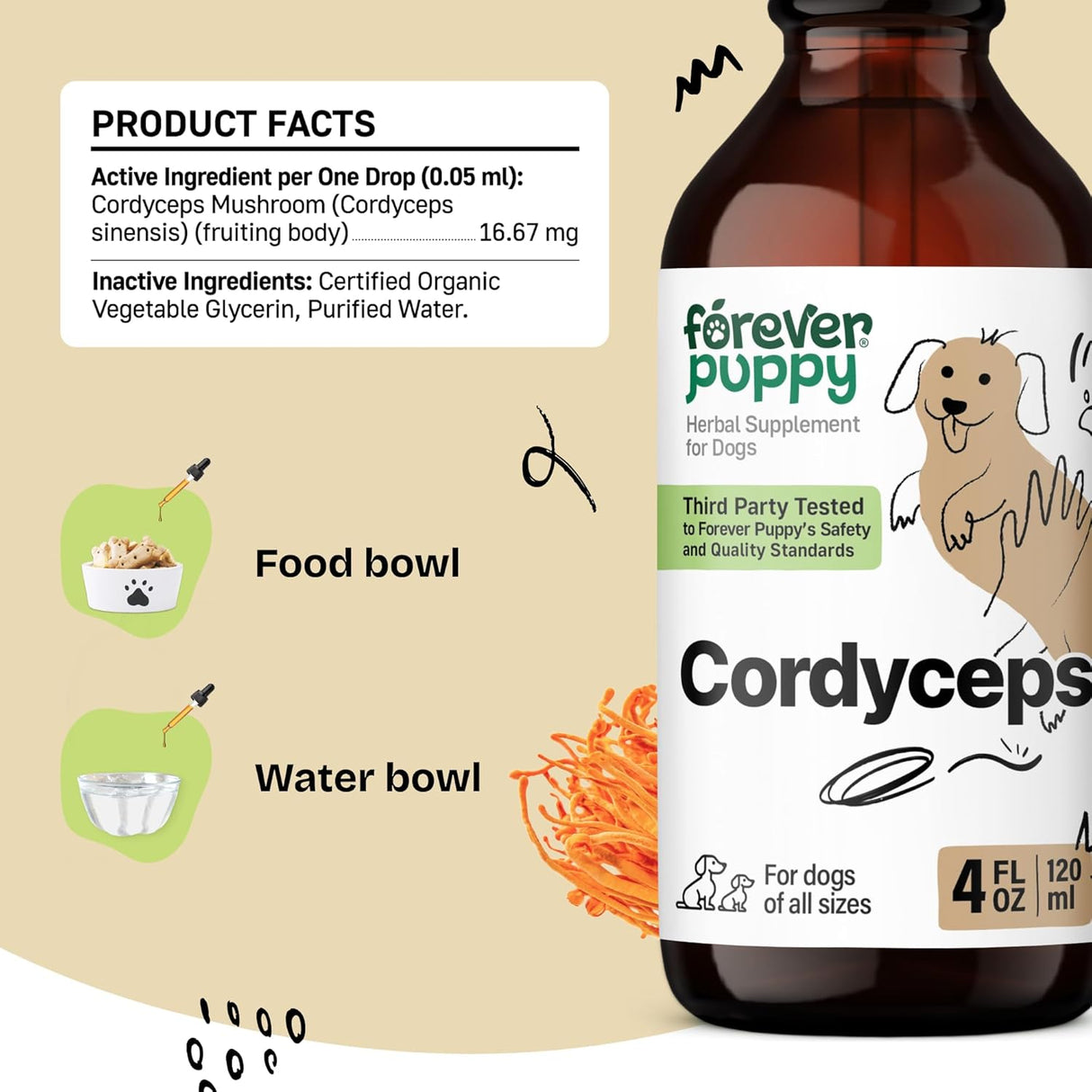 FOREVER PUPPY - Forever Puppy Cordyceps Mushroom Extract for Dogs 4 Fl.Oz. - The Red Vitamin MX - Suplementos Herbales Para Perros - {{ shop.shopifyCountryName }}