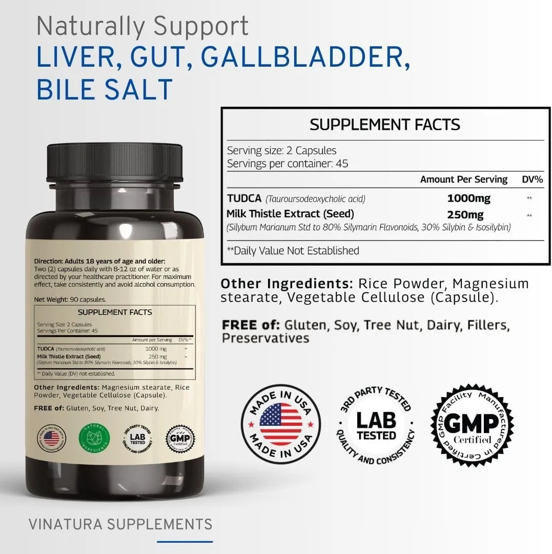 VINATURA - VINATURA TUDCA with Milk Thistle 1250Mg. 90 Capsulas - The Red Vitamin MX - Suplementos Alimenticios - {{ shop.shopifyCountryName }}