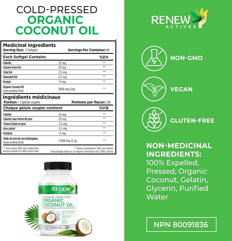 RENEW ACTIVES - Renew Actives Coconut Oil 120 Capsulas Blandas - The Red Vitamin MX - Suplementos Alimenticios - {{ shop.shopifyCountryName }}