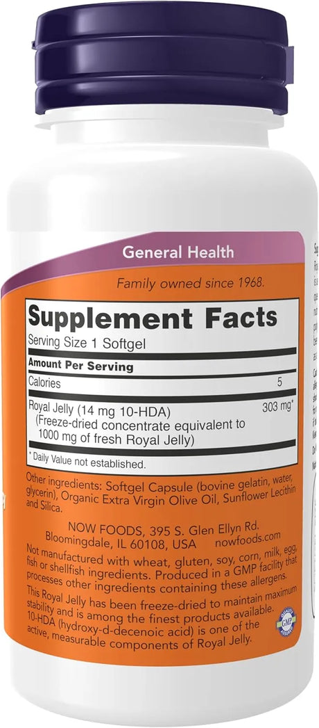 NOW SUPPLEMENTS - NOW Foods Supplements Royal Jelly 1000Mg. 60 Capsulas Blandas - The Red Vitamin MX - Suplementos Alimenticios - {{ shop.shopifyCountryName }}