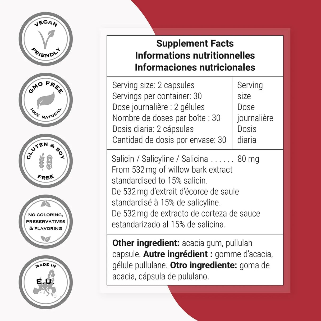 SUPERSMART - Supersmart Willow Bark Extract 530Mg. 60 Capsulas - The Red Vitamin MX - Suplementos Alimenticios - {{ shop.shopifyCountryName }}