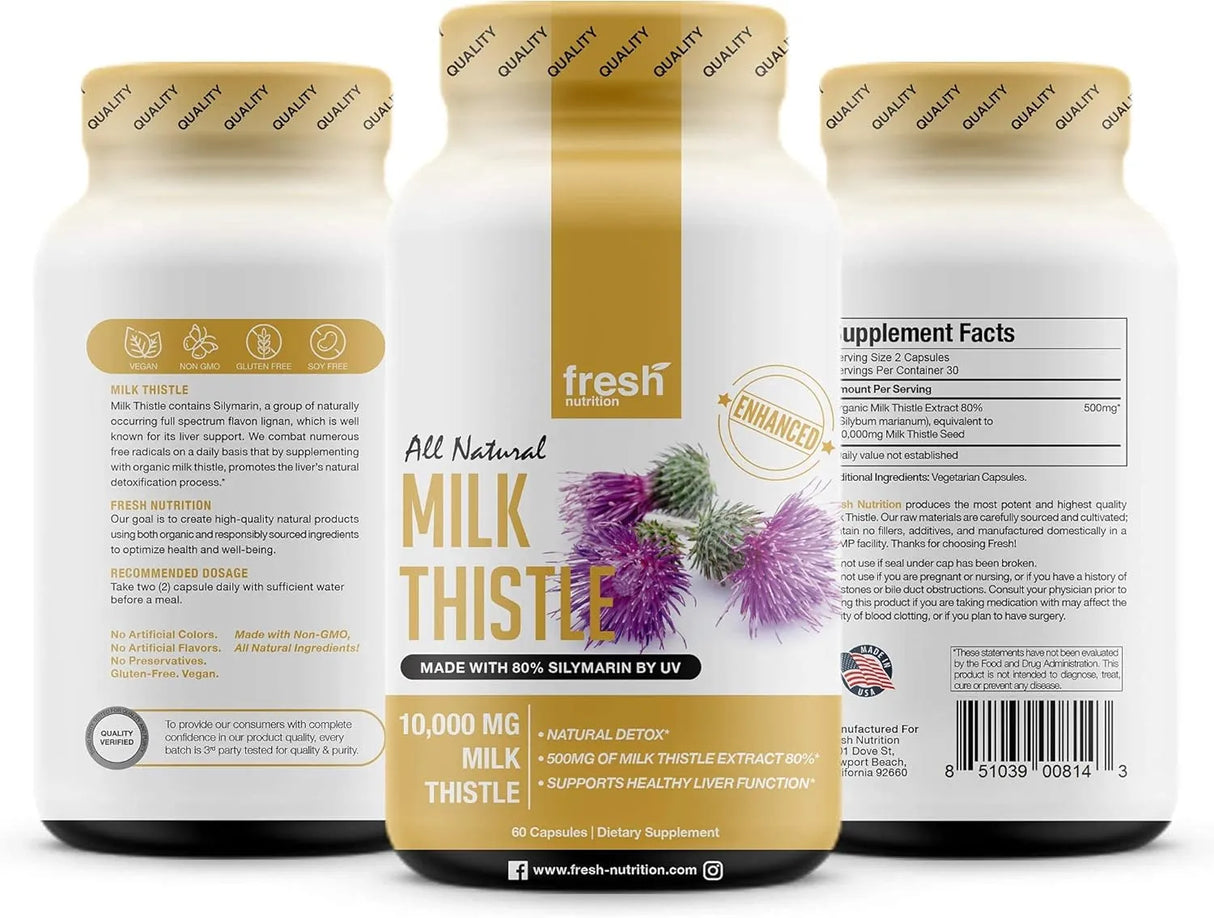FRESH NUTRITION - Fresh Nutrition Milk Thistle 10,000Mg. 60 Capsulas - The Red Vitamin MX - Suplementos Alimenticios - {{ shop.shopifyCountryName }}