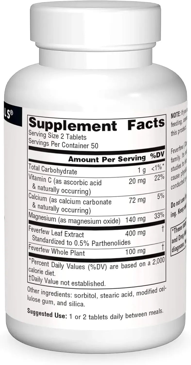 SOURCE NATURALS - Source Naturals Feverfew Extract 100 Tabletas - The Red Vitamin MX - Suplementos Alimenticios - {{ shop.shopifyCountryName }}