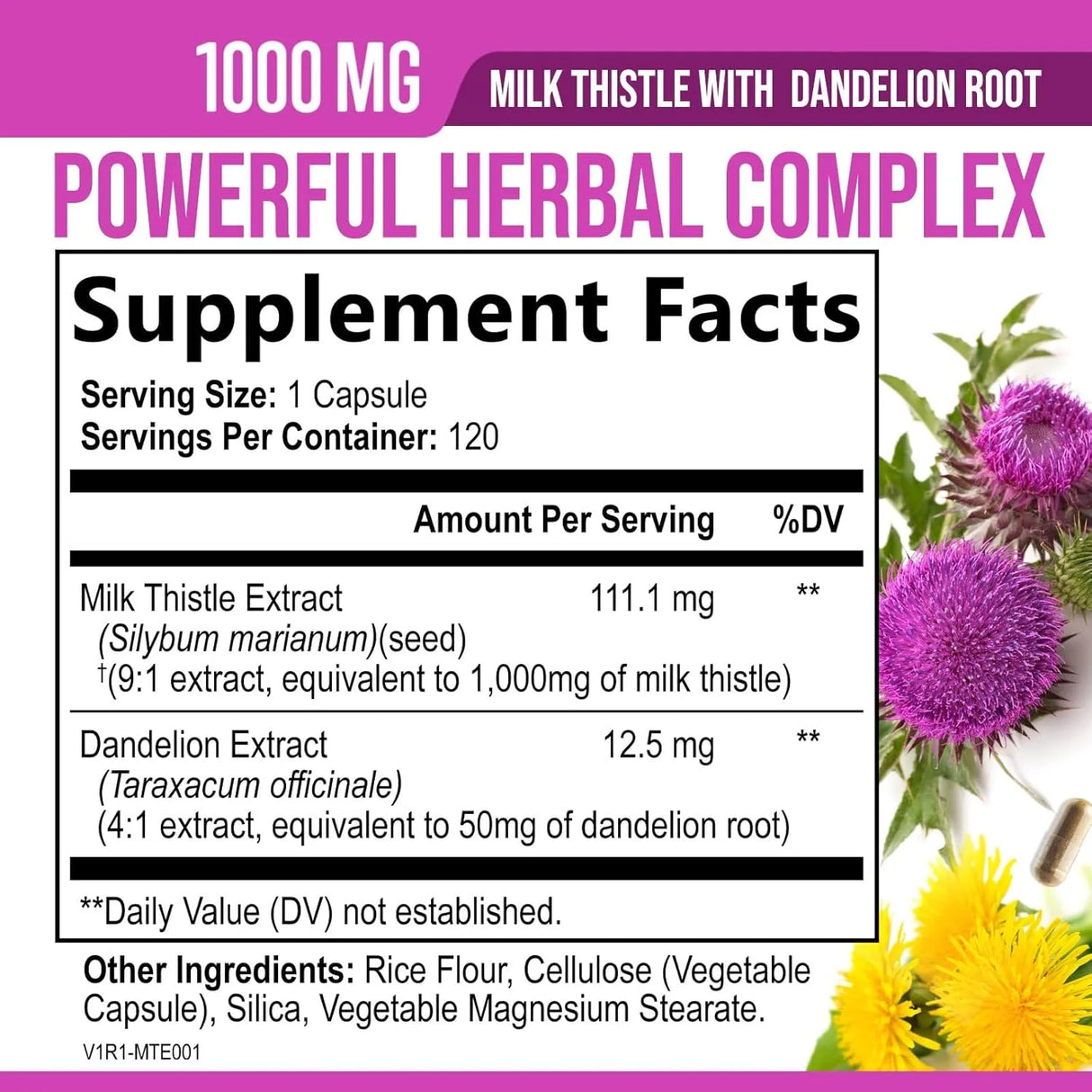 HEALTH NUTRITION NATURALS - Health Nutrition Naturals Milk Thistle Extract 1000Mg. 120 Capsulas - The Red Vitamin MX - Suplementos Alimenticios - {{ shop.shopifyCountryName }}