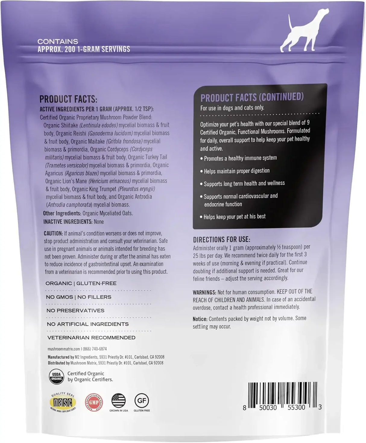 OM - Om Mushroom Matrix Healthy Pet Mushroom Supplement 200Gr. - The Red Vitamin MX - Suplementos Herbales Para Perros - {{ shop.shopifyCountryName }}