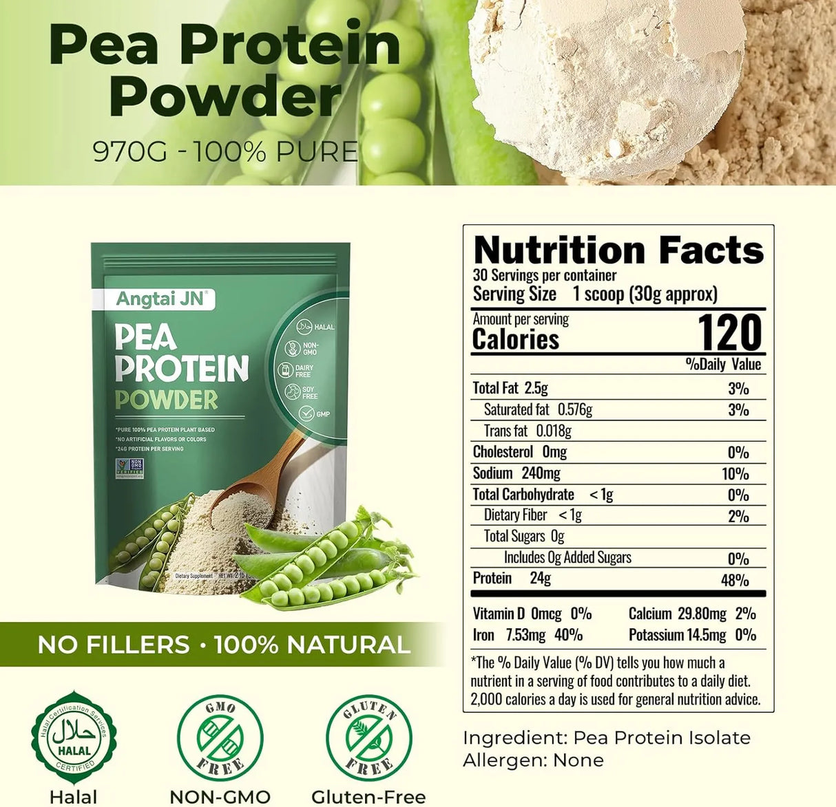 ANGTAI JN - Angtai JN Pea Protein Powder 907Gr. - The Red Vitamin MX - Suplementos Alimenticios - {{ shop.shopifyCountryName }}