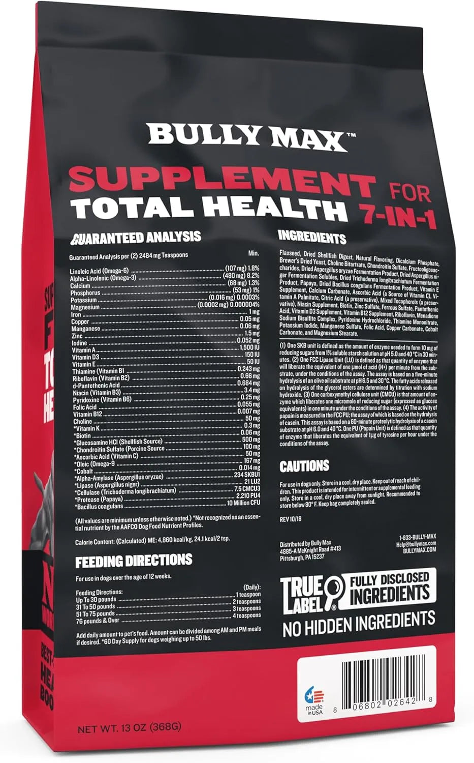 BULLY MAX - Bully Max 7-in-1 Dog Multivitamin Powder 368Gr. - The Red Vitamin MX - Multivitamínicos Para Perros - {{ shop.shopifyCountryName }}