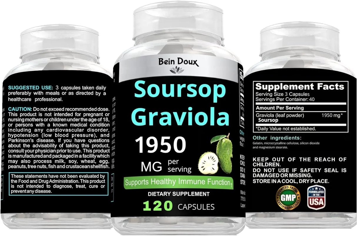BEIN DOUX - BEIN DOUX Soursop Graviola 1950Mg. 120 Capsulas - The Red Vitamin MX - Suplementos Alimenticios - {{ shop.shopifyCountryName }}