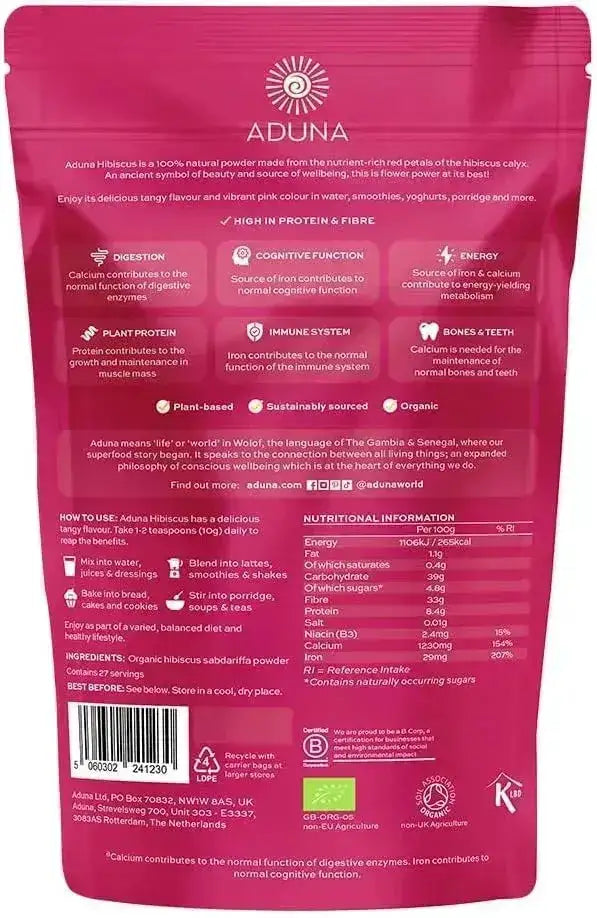 ADUNA - Aduna Organic Hibiscus Flower Powder 275Gr. - The Red Vitamin MX - Suplementos Alimenticios - {{ shop.shopifyCountryName }}