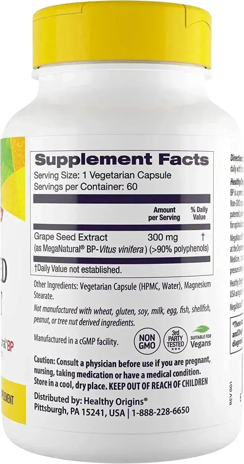 HEALTHY ORIGINS - Healthy Origins MegaNatural BP-Grape Seed Extract 300Mg. 60 Capsulas - The Red Vitamin MX - Suplementos Alimenticios - {{ shop.shopifyCountryName }}