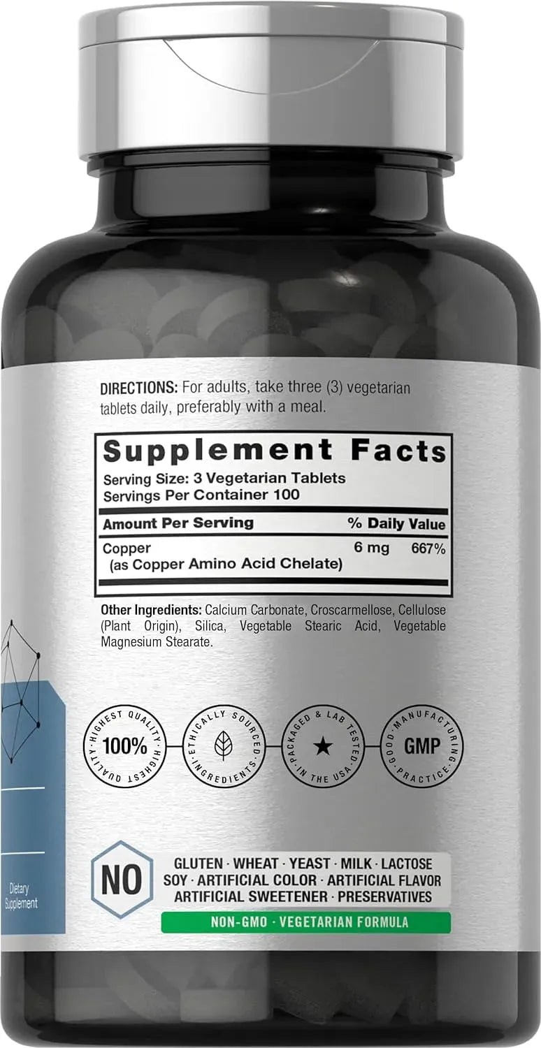 HORBAACH - Horbaach Chelated Copper 6Mg. 300 Tabletas - The Red Vitamin MX - Suplementos Alimenticios - {{ shop.shopifyCountryName }}