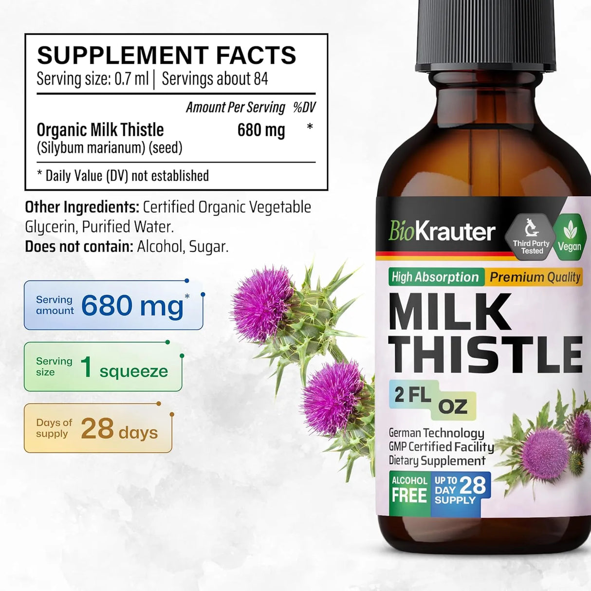 BIOKRAUTER - BIO KRAUTER Milk Thistle Liquid Drops 2 Fl.Oz. - The Red Vitamin MX - Suplementos Alimenticios - {{ shop.shopifyCountryName }}