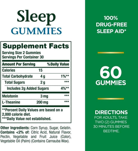 NATURE'S BOUNTY - Nature's Bounty Sleep Gummies 3Mg. Melatonin and 200Mg. L-theanine 60 Gomitas - The Red Vitamin MX - Suplementos Alimenticios - {{ shop.shopifyCountryName }}