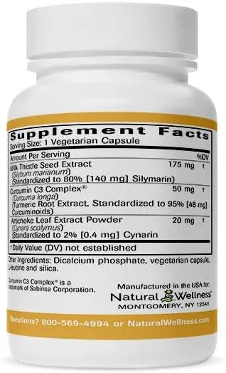 NATURAL WELLNESS - Natural Wellness Milk Thistle with Artichoke & Turmeric 90 Capsulas - The Red Vitamin MX - Suplementos Alimenticios - {{ shop.shopifyCountryName }}