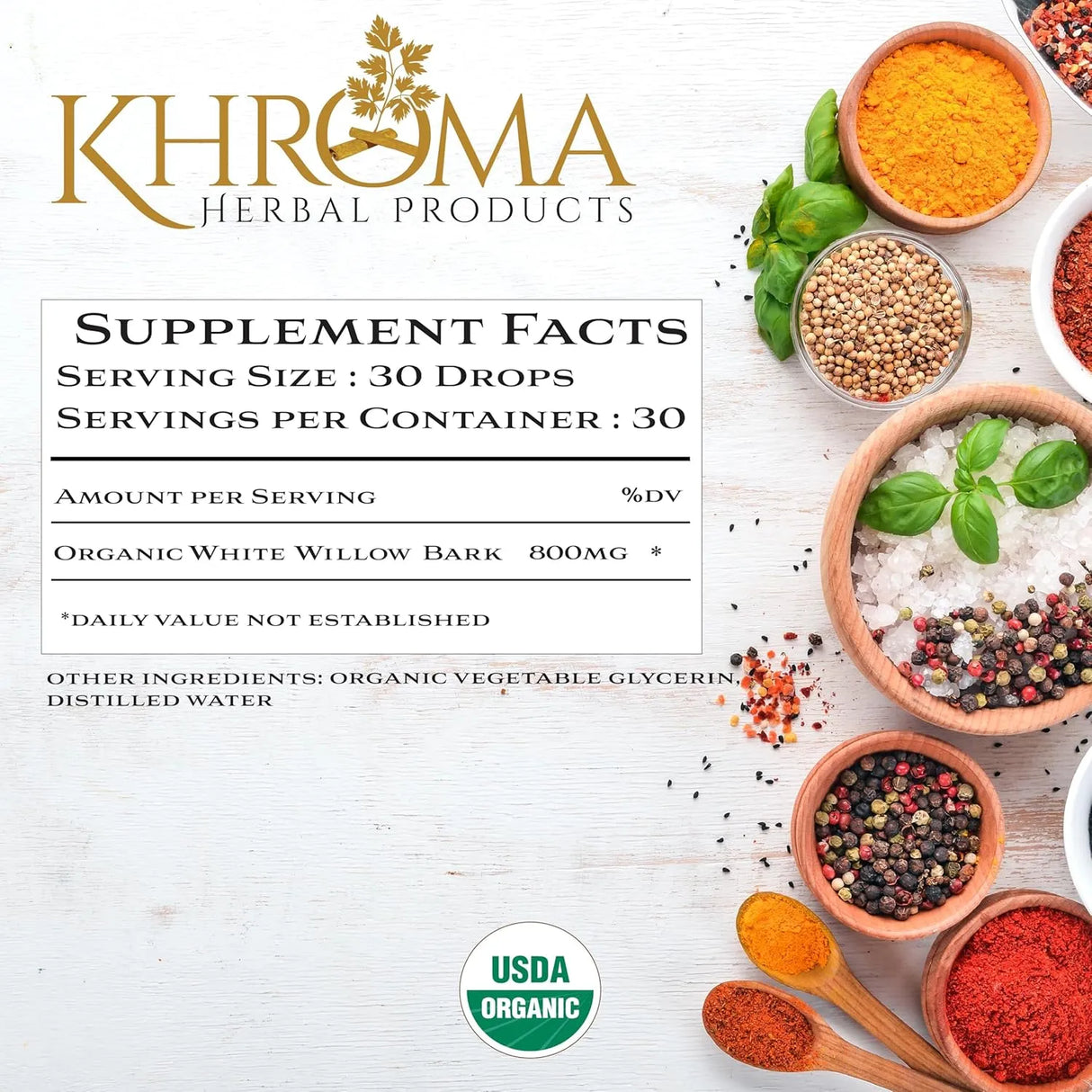 KHROMA - Khroma Herbal Products Organic White Willow Bark 2 Fl.Oz. - The Red Vitamin MX - Suplementos Alimenticios - {{ shop.shopifyCountryName }}