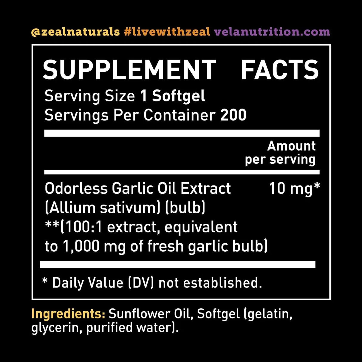 VELA NUTRITION - Vela Odorless Garlic 1000Mg. 200 Capsulas Blandas - The Red Vitamin MX - Suplementos Alimenticios - {{ shop.shopifyCountryName }}