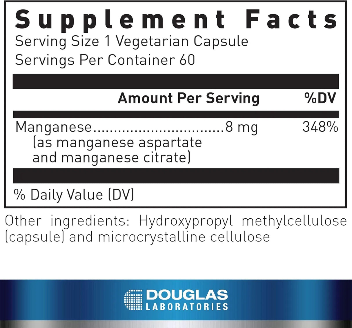 DOUGLAS LABORATORIES - Douglas Laboratories Manganese 60 Capsulas - The Red Vitamin MX - Suplementos Alimenticios - {{ shop.shopifyCountryName }}