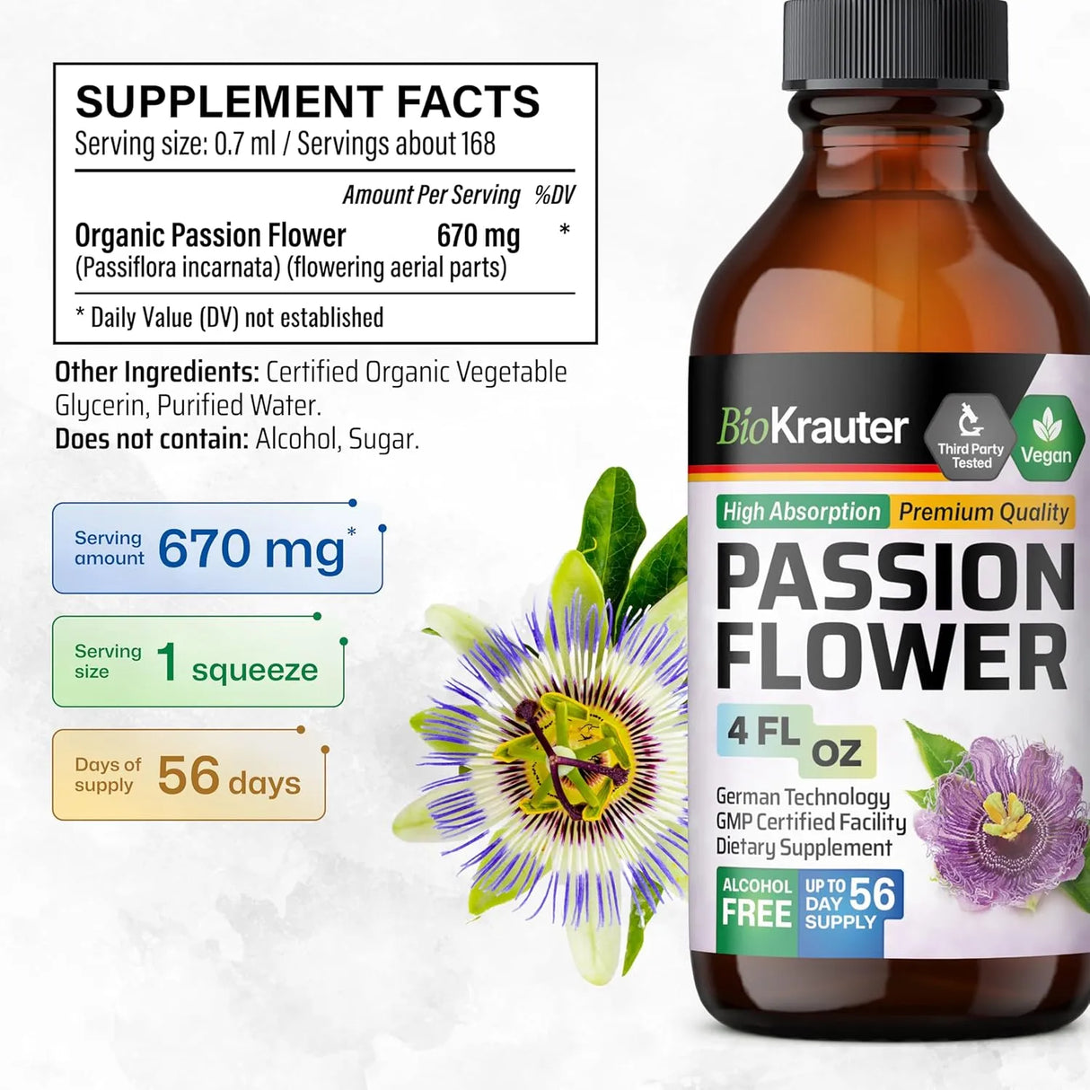 BIOKRAUTER - BIO KRAUTER Passionflower Tincture 4 Fl.Oz. - The Red Vitamin MX - Suplementos Alimenticios - {{ shop.shopifyCountryName }}