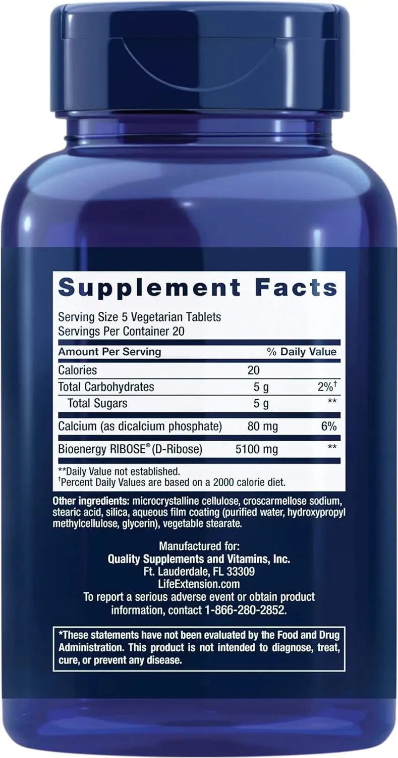 LIFE EXTENSION - Life Extension D-Ribose 100 Tabletas - The Red Vitamin MX - Suplementos Alimenticios - {{ shop.shopifyCountryName }}