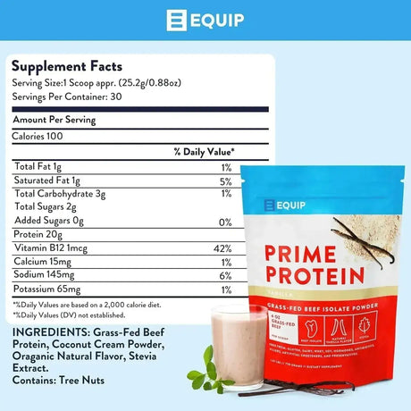 EQUIP FOODS - Equip Foods Prime Protein Powder Grass Fed Beef Protein Isolate Vanilla 758Gr. - The Red Vitamin MX - Suplementos Alimenticios - {{ shop.shopifyCountryName }}