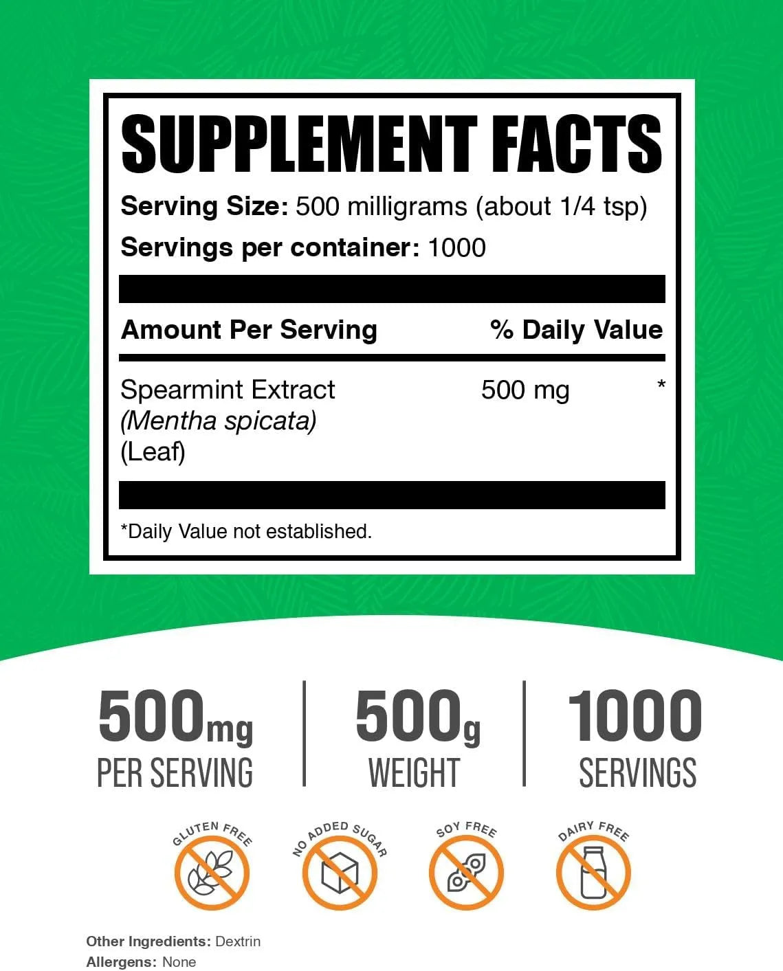 BULK SUPPLEMENTS - Bulk Supplements Spearmint Extract Powder 500Gr. - The Red Vitamin MX - Suplementos Alimenticios - {{ shop.shopifyCountryName }}