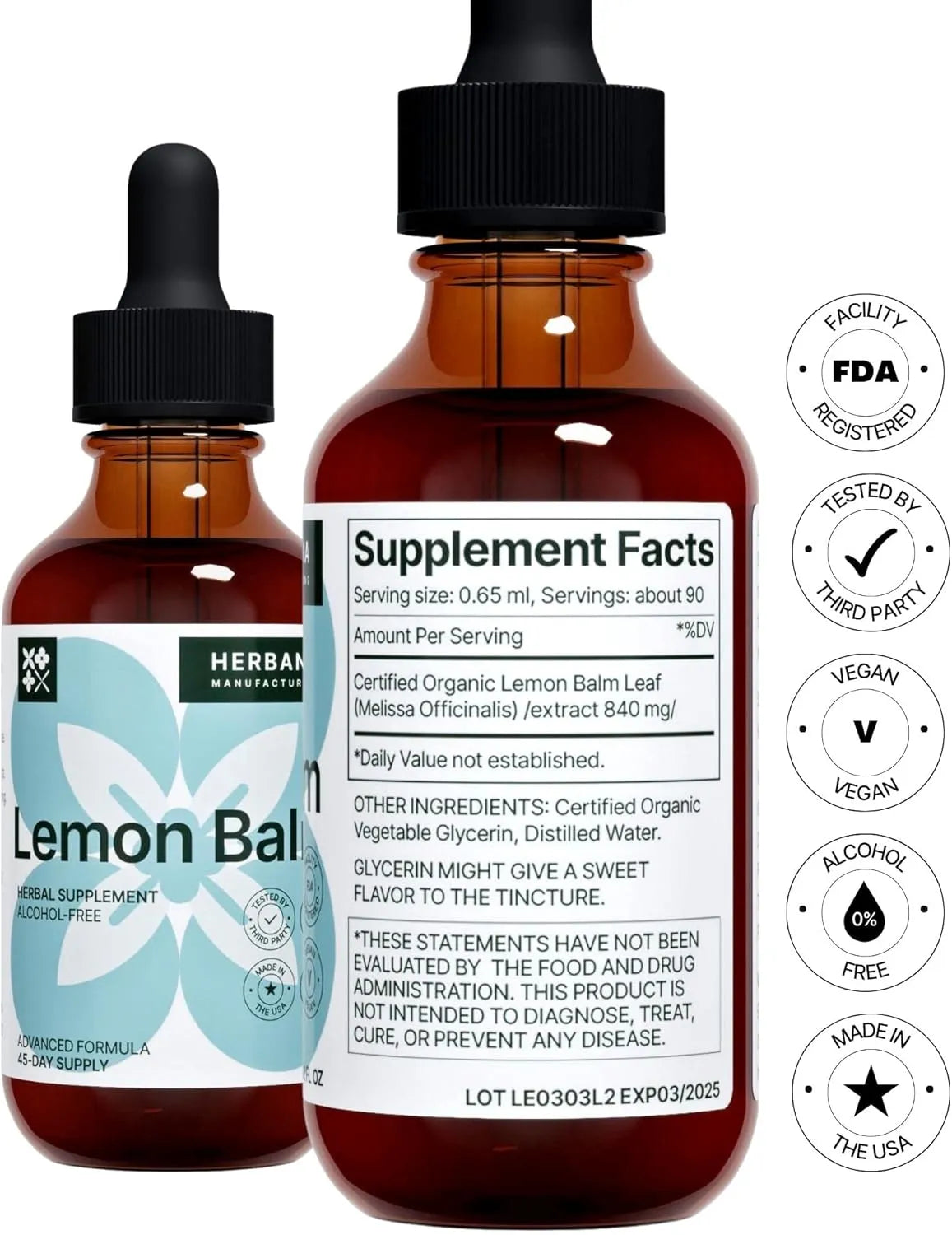 HERBANA - Herbana Lemon Balm Liquid Extract 2 Fl.Oz. - The Red Vitamin MX - Suplementos Alimenticios - {{ shop.shopifyCountryName }}