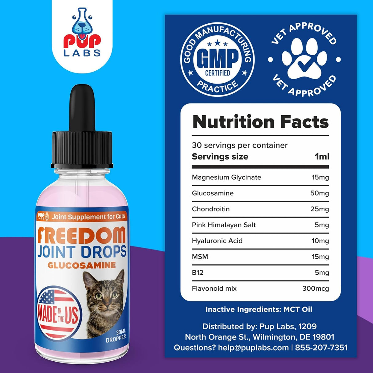 Pup Labs Freedom Joint Drops for Cats 30Ml.