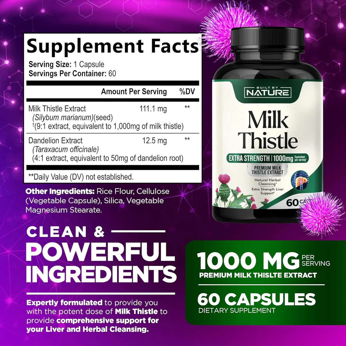 BUILT BY NATURE - Built by Nature Milk Thistle 1000Mg. 60 Capsulas - The Red Vitamin MX - Suplementos Alimenticios - {{ shop.shopifyCountryName }}