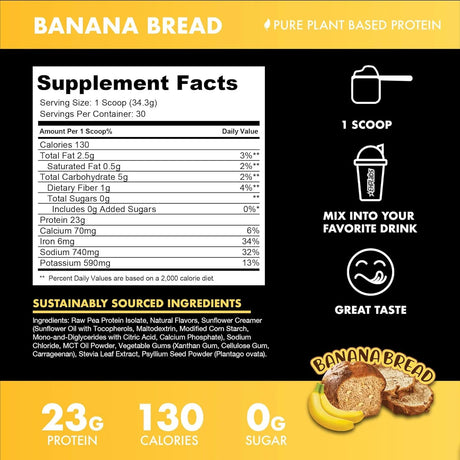 BLESSED - Blessed Vegan Protein Powder 23g of Pea Protein Banana Bread 1014Gr. - The Red Vitamin MX - Suplementos Alimenticios - {{ shop.shopifyCountryName }}