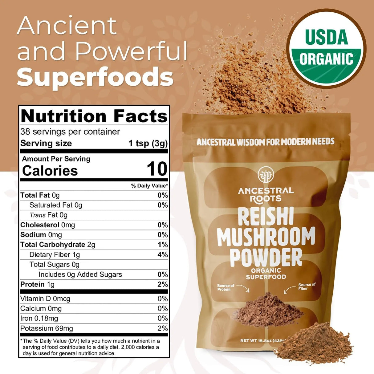 ANCESTRAL ROOTS - ANCESTRAL ROOTS Red Reishi Mushroom Powder 113Gr. - The Red Vitamin MX - Suplementos Alimenticios - {{ shop.shopifyCountryName }}