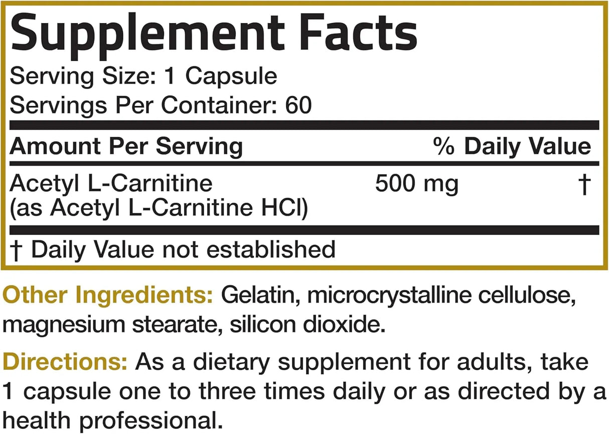 BRONSON - Bronson Acetyl L-Carnitine 500Mg. 60 Capsulas - The Red Vitamin MX - Suplementos Alimenticios - {{ shop.shopifyCountryName }}