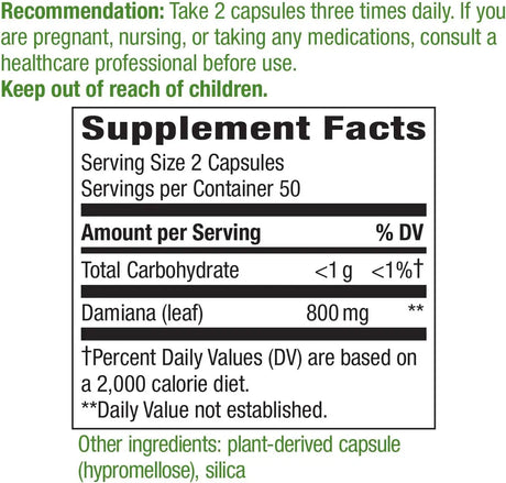 NATURE'S WAY - Nature's Way Damiana Leaves 800Mg. 100 Capsulas - The Red Vitamin MX - Suplementos Alimenticios - {{ shop.shopifyCountryName }}