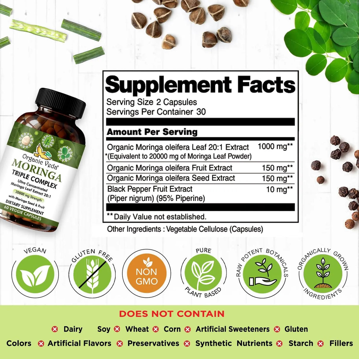 ORGANIC VEDA - Organic Veda Moringa 60 Capsulas - The Red Vitamin MX - Suplementos Alimenticios - {{ shop.shopifyCountryName }}