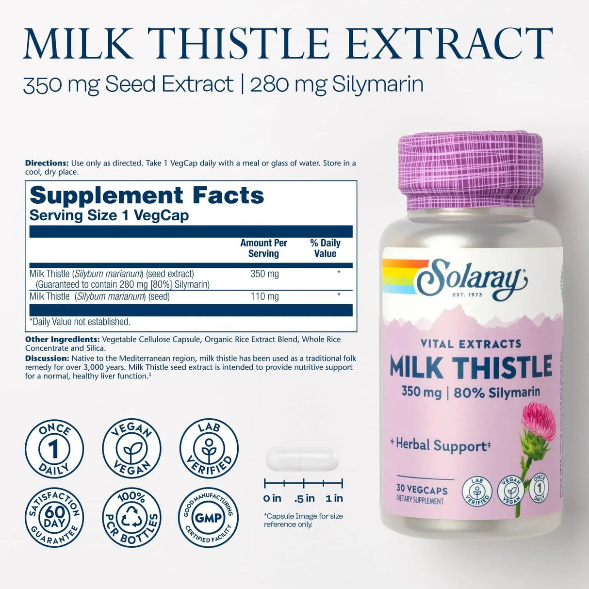 SOLARAY - Solaray Milk Thistle Seed Extract 350Mg. 30 Capsulas - The Red Vitamin MX - Suplementos Alimenticios - {{ shop.shopifyCountryName }}