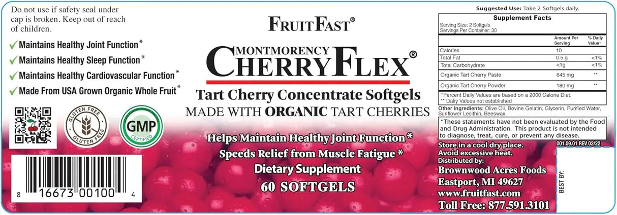 FRUITFAST - FruitFast CherryFlex 100% Red Tart Organic Cherry Concentrate 60 Capsulas Blandas - The Red Vitamin MX - Suplementos Alimenticios - {{ shop.shopifyCountryName }}