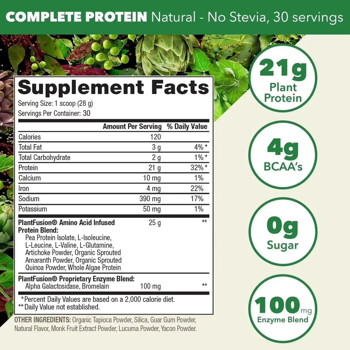 PLANTFUSION - PlantFusion Complete Vegan Protein Powder Natural-No Stevia 840Gr. - The Red Vitamin MX - Suplementos Alimenticios - {{ shop.shopifyCountryName }}