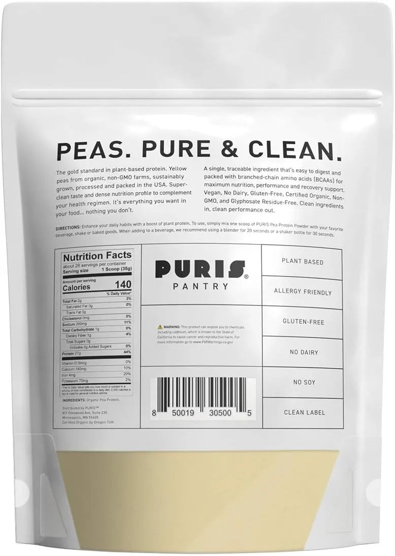 PURIS - PURIS Organic Pea Protein Powder 907Gr. - The Red Vitamin MX - Suplementos Alimenticios - {{ shop.shopifyCountryName }}