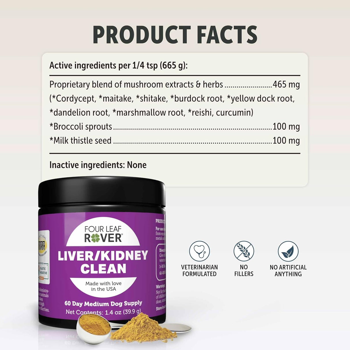FOUR LEAF ROVER - FOUR LEAF ROVER Dog Liver Support with Organic Milk Thistle & Mushrooms 39Gr. - The Red Vitamin MX - Suplementos Herbales Para Perros - {{ shop.shopifyCountryName }}