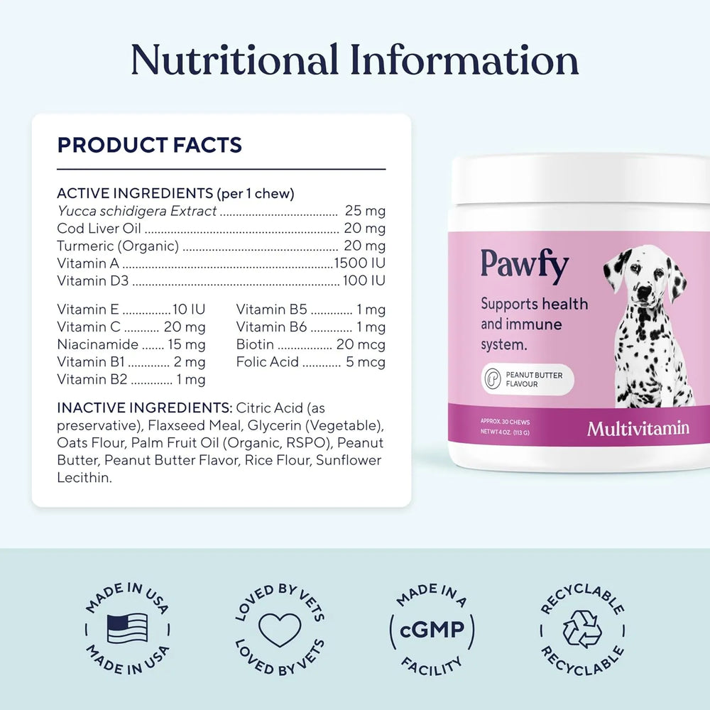 PAWFY - Pawfy Dog Multivitamins 15 in 1 Supports Overall Wellness 30 Masticables - The Red Vitamin MX - Multivitamínicos Para Perros - {{ shop.shopifyCountryName }}