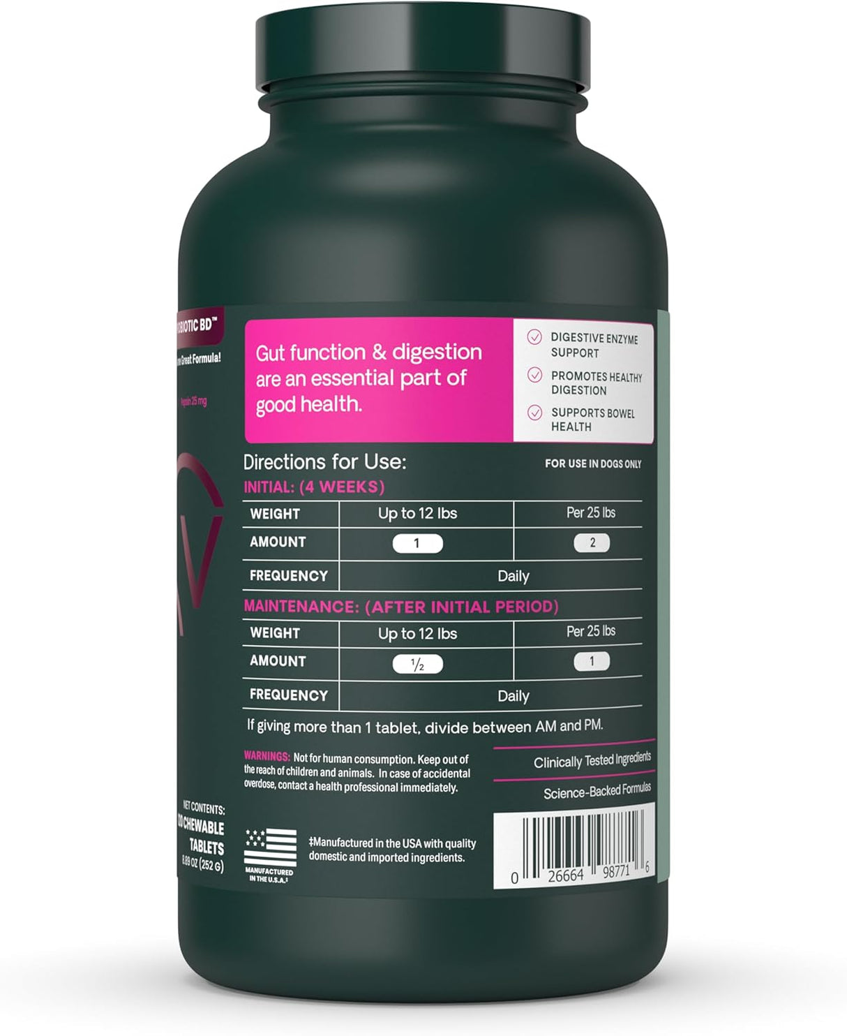 VetriScience Extra Strength Healthy Gut & Digestion 120 Tabletas Masticables