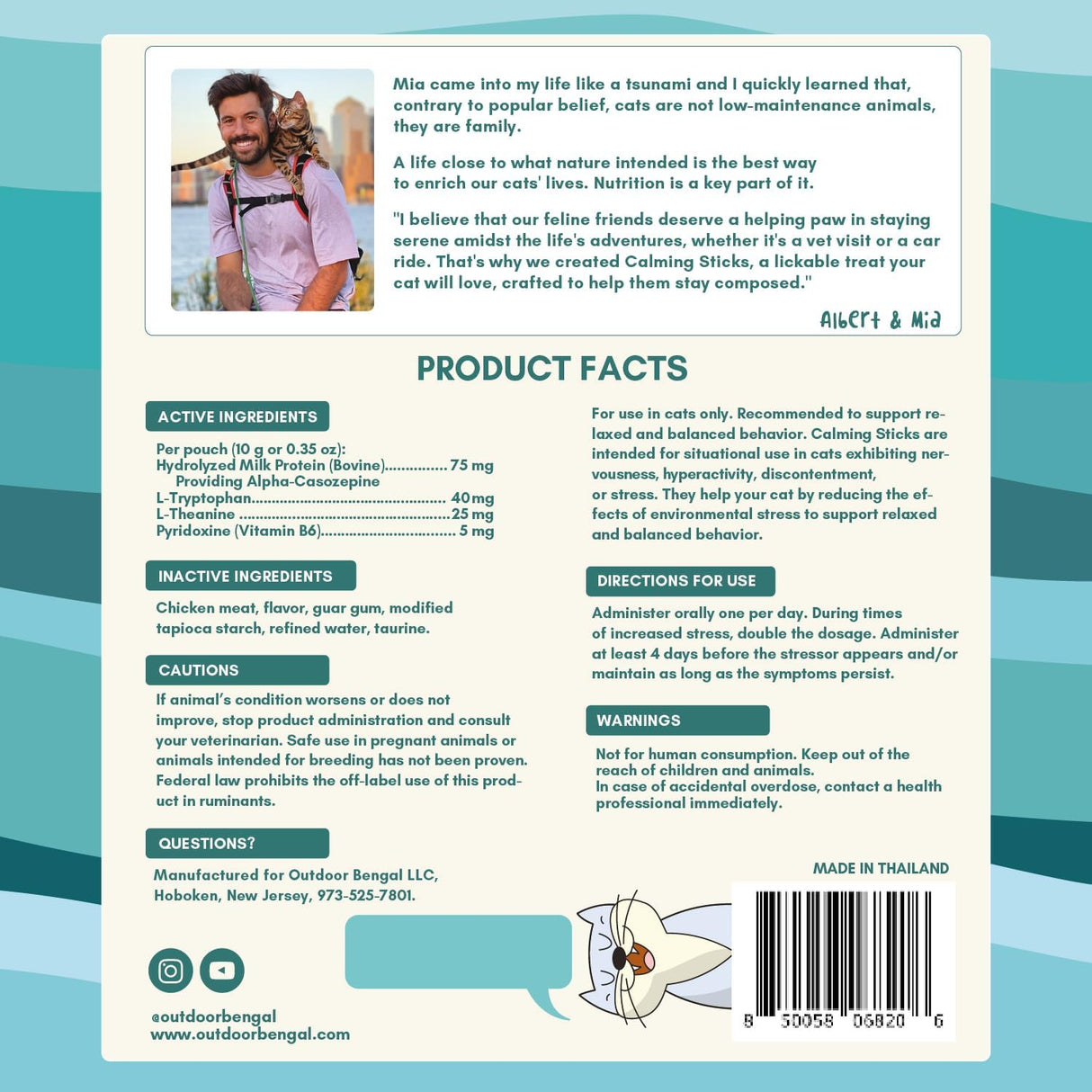 ALBERT & MIA Calming Sticks Lickable Calming Cat Treats 20 Pack