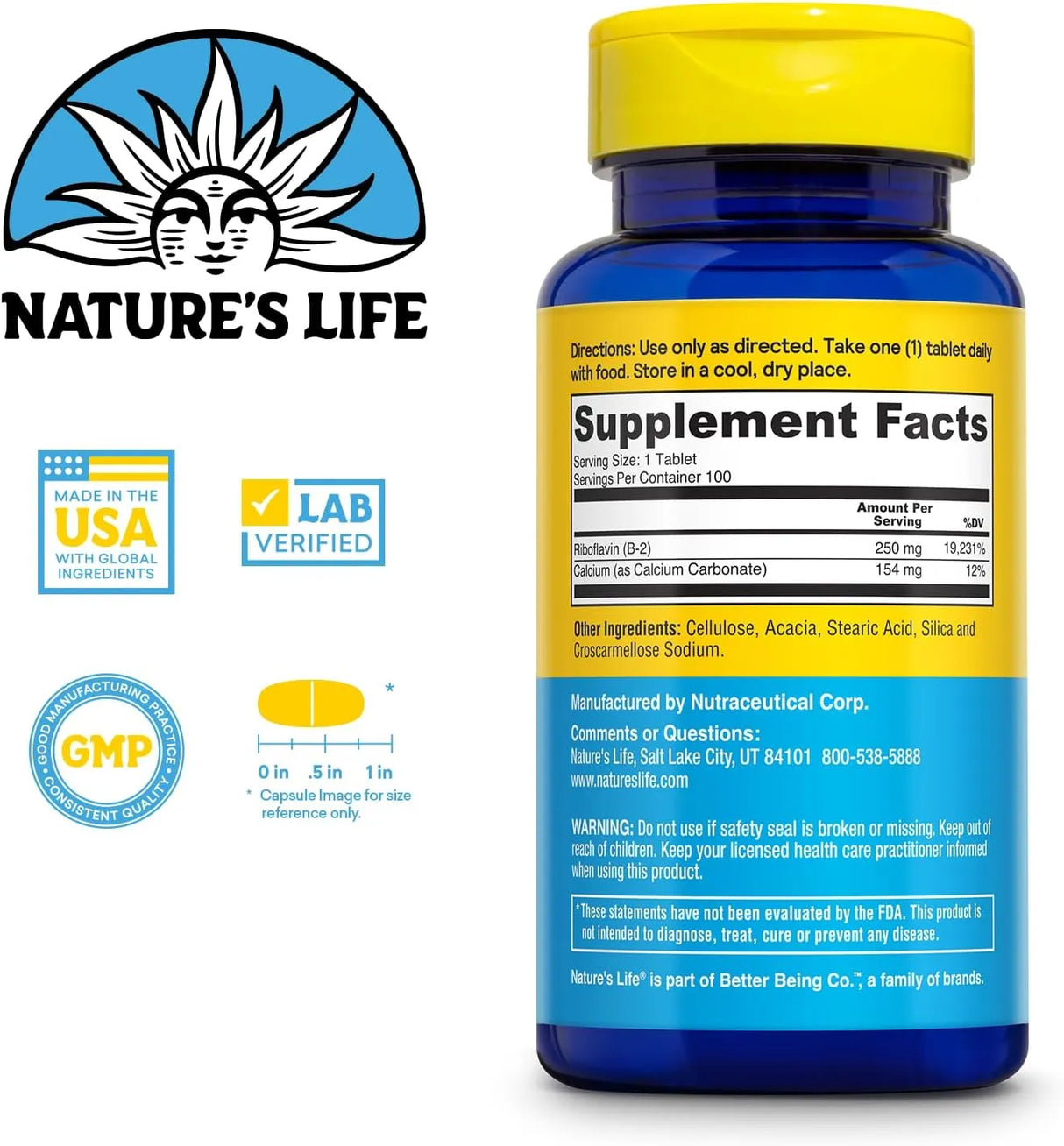 NATURE'S LIFE - Natures Life Vitamin B-2 250Mg. 100 Tabletas - The Red Vitamin MX - Suplementos Alimenticios - {{ shop.shopifyCountryName }}