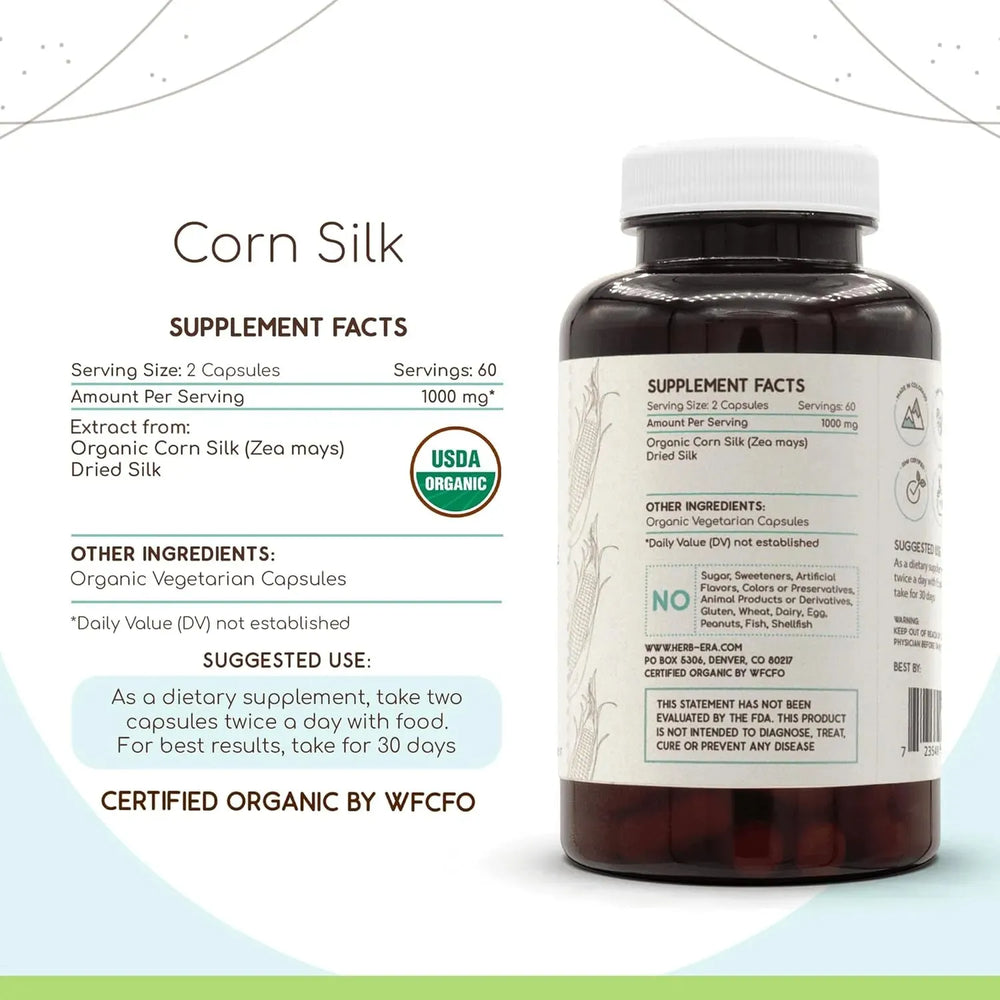 HERBERA - HerbEra Corn Silk USDA Organic 120 Capsulas - The Red Vitamin MX - Suplementos Alimenticios - {{ shop.shopifyCountryName }}