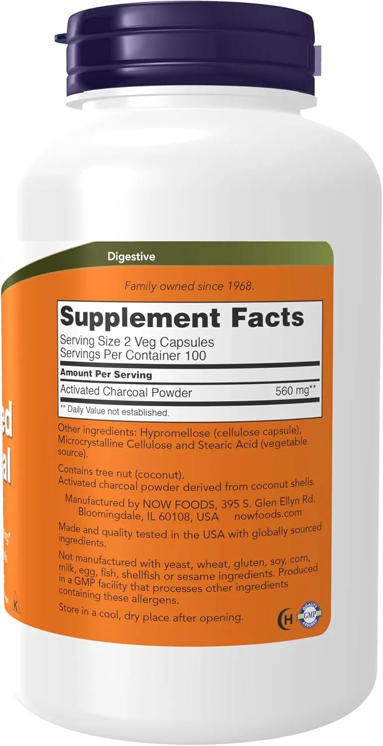 NOW SUPPLEMENTS - NOW Foods Supplements Activated Charcoal 200 Capsulas - The Red Vitamin MX - Suplementos Alimenticios - {{ shop.shopifyCountryName }}