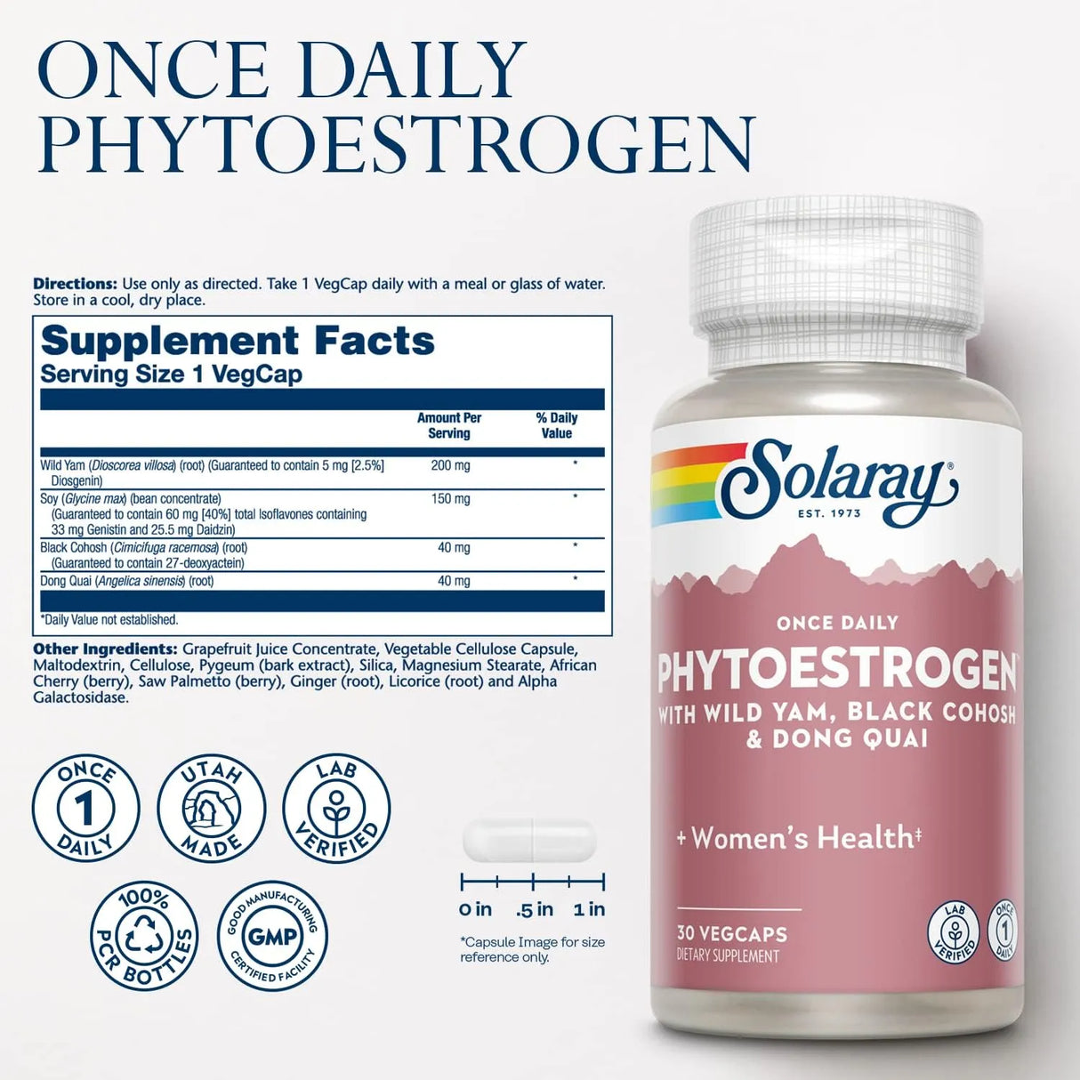 SOLARAY - SOLARAY Once Daily Phytoestrogen 30 Capsulas - The Red Vitamin MX - Suplementos Alimenticios - {{ shop.shopifyCountryName }}