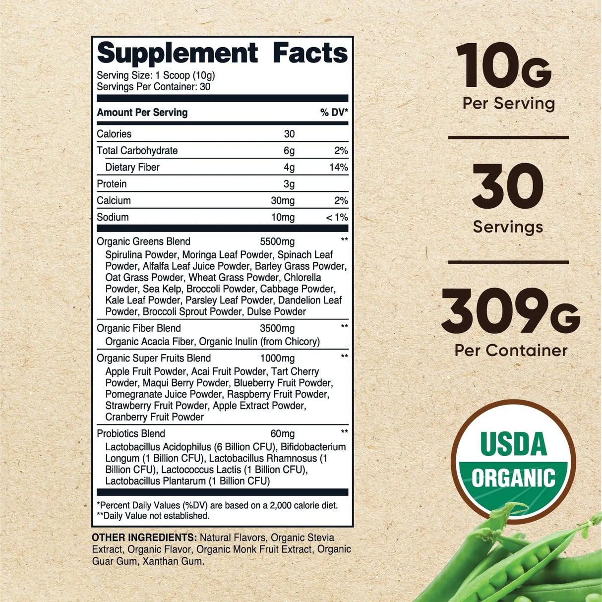 NUTRICOST - Nutricost Organic Super Greens Powder 30 Servicios Unflavoured 309Gr. - The Red Vitamin MX - Suplementos Alimenticios - {{ shop.shopifyCountryName }}