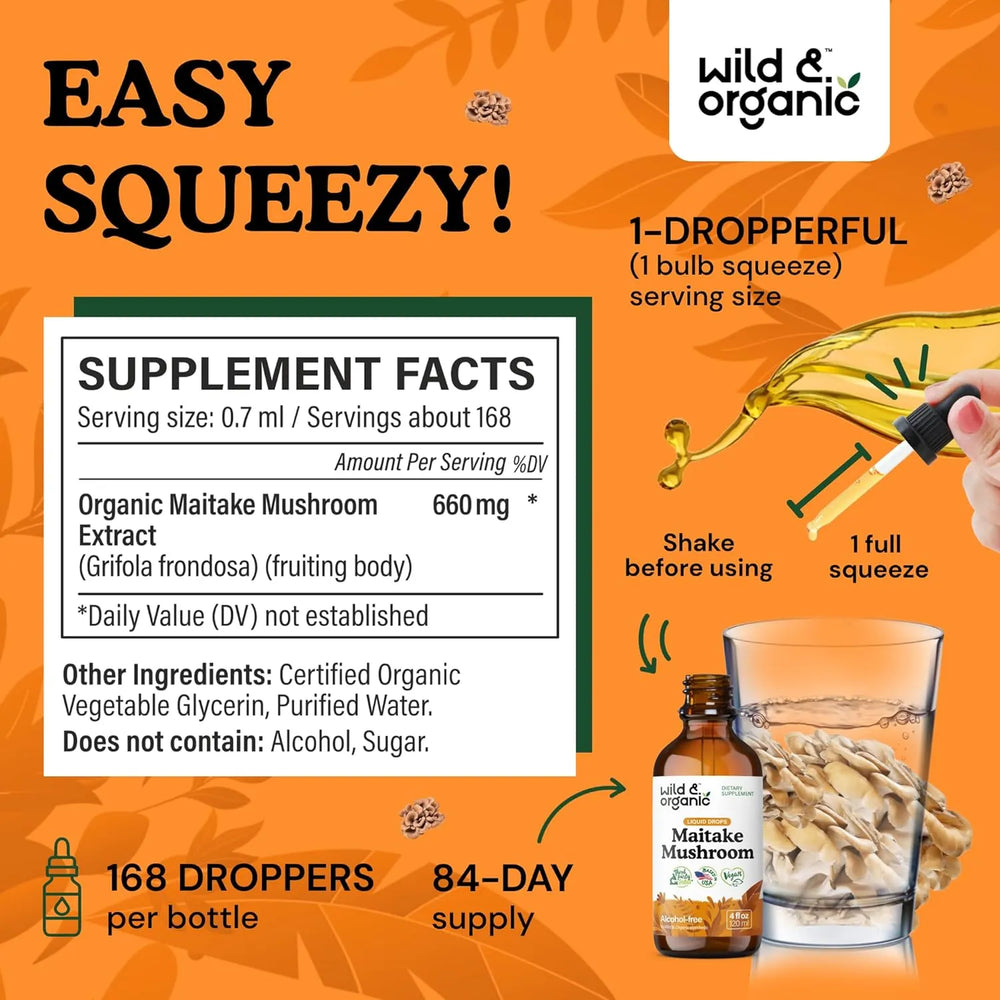WILD & ORGANIC - Wild & Organic Maitake Mushroom Drops 4 Fl.Oz. - The Red Vitamin MX - Suplementos Alimenticios - {{ shop.shopifyCountryName }}